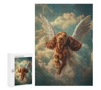 Rompecabezas 300 PCS para Adolescentes Cocker Spaniel with Angel Wings Heavenly Dog Tribute Rompecabezas para Adultos Juego Familiar Una Obra De Arte como Regalo para Toda La Familia 300 PCS