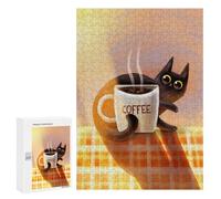 Rompecabezas 300 PCS para Adolescentes Coffee with Cat Rompecabezas para Adolescentes Juguetes DIY Decoración De Pared Ayuda A Ejercitar El Cerebro 300 PCS
