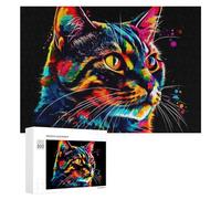 Rompecabezas 300 PCS para Adolescentes Colorful Abstract Cat Art Rompecabezas para Adultos Juegos Relajantes Decoración Interacción Entre Padres E Hijos 300 PCS