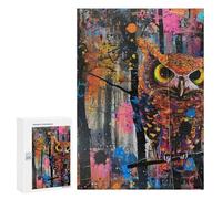 Rompecabezas 300 PCS para Adolescentes Colorful Abstract Owl Art Print Rompecabezas para Adolescentes Pero Divertido Y Humorístico Desafío Educativo Juguete Juego Intelectual 300 PCS