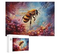 Rompecabezas 300 PCS para Adolescentes Colorful Bee in Abstract Art Rompecabezas para Adultos Juegos Relajantes Decoración Interacción Entre Padres E Hijos 300 PCS