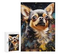 Rompecabezas 300 PCS para Adolescentes Colorful Chihuahua Portrait -2 Rompecabezas para Adultos Juguete Decoración De Pared Mejora La Memoria Ayuda A Ejercitar El Cerebro 300 PCS