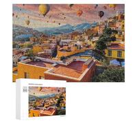 Rompecabezas 300 PCS para Adolescentes Colorful Cityscape with Hot Air Balloons Rompecabezas para Adultos Juguete Decoración De Pared Mejora La Memoria Ayuda A Ejercitar El Cerebro 300 PCS