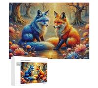 Rompecabezas 300 PCS para Adolescentes Colorful Foxes in Autumn Forest Rompecabezas para Adolescentes Juegos Divertidos Ensamblaje De Patrones Ayuda Al Cerebro A Ejercitarse 300 PCS