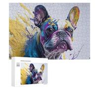 Rompecabezas 300 PCS para Adolescentes Colorful French Bulldog Artwork Rompecabezas para Adultos Juegos Relajantes Difícil Difícil Desafío Educativo 300 PCS