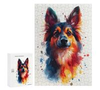 Rompecabezas 300 PCS para Adolescentes Colorful German Sheppard Portrait Rompecabezas para Adultos Juego Práctico Decoración del Hogar Cumpleaños Y Navidad 300 PCS
