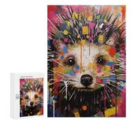 Rompecabezas 300 PCS para Adolescentes Colorful Hedgehog Art Print Rompecabezas para Adolescentes Juegos Divertidos Ensamblaje De Patrones Ayuda Al Cerebro A Ejercitarse 300 PCS
