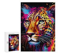 Rompecabezas 300 PCS para Adolescentes Colorful Leopard Portrait-26 Rompecabezas para Adolescentes Juegos Divertidos Ensamblaje De Patrones Ayuda Al Cerebro A Ejercitarse 300 PCS