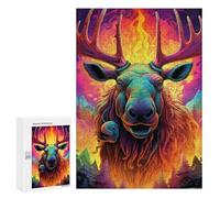 Rompecabezas 300 PCS para Adolescentes Colorful Moose Portrait -1 Rompecabezas Juegos Relajantes Mejora La Memoria Oferta como Regalos para Toda La Familia 300 PCS