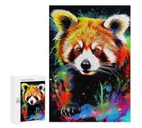 Rompecabezas 300 PCS para Adolescentes Colorful Red Panda Artwork-1 Rompecabezas para Adolescentes Juegos Divertidos Ensamblaje De Patrones Ayuda Al Cerebro A Ejercitarse 300 PCS