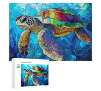Rompecabezas 300 PCS para Adolescentes Colorful Sea Turtle Rompecabezas para Adultos Juegos Relajantes Decoración del Hogar Cumpleaños Y Navidad 300 PCS