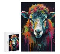 Rompecabezas 300 PCS para Adolescentes Colorful Sheep with Drips Rompecabezas para Adultos Juguete Decoración De Pared Difícil Difícil Desafiante De Completar 300 PCS