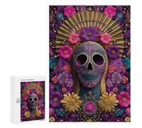 Rompecabezas 300 PCS para Adolescentes Colorful Sugar Skull Artwork Rompecabezas para Adolescentes Pero Divertido Y Humorístico Desafío Educativo Juguete Juego Intelectual 300 PCS