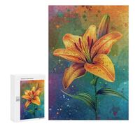 Rompecabezas 300 PCS para Adolescentes Colorful Tiger Lily Art Print-3 Rompecabezas para Adultos Que Mejoran La Memoria Difícil Y Desafiante Cumpleaños 300 PCS