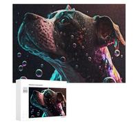 Rompecabezas 300 PCS para Adolescentes Colorful Water Droplets on Dog'S Face Rompecabezas para Adolescentes Juegos Divertidos Ensamblaje De Patrones Ayuda Al Cerebro A Ejercitarse 300 PCS