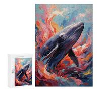 Rompecabezas 300 PCS para Adolescentes Colorful Whale in An Abstract Ocean Rompecabezas DIY Juguetes Una Obra De Arte como Regalo para Toda La Familia 300 PCS