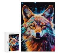 Rompecabezas 300 PCS para Adolescentes Colorful Wolf Portrait-35 Rompecabezas para Adultos Juego Familiar Carrera De Velocidad De Manos Regalos para Reducir El Estrés 300 PCS