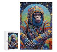 Rompecabezas 300 PCS para Adolescentes Cosmic Chimpanzee Portrait Rompecabezas para Adultos Juego Familiar Carrera De Velocidad De Manos Regalos para Reducir El Estrés 300 PCS