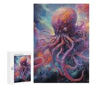 Rompecabezas 300 PCS para Adolescentes Cosmic Octopus Artwork Rompecabezas para Adultos Juegos Divertidos Una Obra De Arte Ayuda A Ejercitar El Cerebro 300 PCS