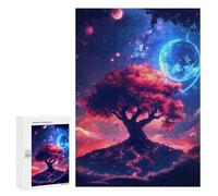 Rompecabezas 300 PCS para Adolescentes Cosmic Tree of Life Space Planets Nature Landscape Rompecabezas DIY Juguetes Una Obra De Arte como Regalo para Toda La Familia 300 PCS