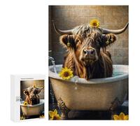 Rompecabezas 300 PCS para Adolescentes Cow Bathroom Funny Rompecabezas DIY Juguetes Una Obra De Arte como Regalo para Toda La Familia 300 PCS