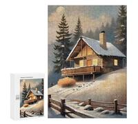 Rompecabezas 300 PCS para Adolescentes Cozy Cabin in The Snow Rompecabezas para Adultos Juego Familiar Decoración del Hogar para Cumpleaños, Navidad 300 PCS
