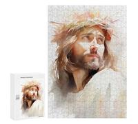 Rompecabezas 300 PCS para Adolescentes Crown of Thorns A Portrait of Jesus Rompecabezas para Adultos Juego Práctico Pero Divertido Y Humorístico para Cumpleaños, Navidad 300 PCS