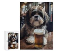 Rompecabezas 300 PCS para Adolescentes Cute Dog Drinking Beer Rompecabezas DIY Juguetes Una Obra De Arte como Regalo para Toda La Familia 300 PCS