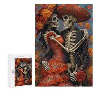 Rompecabezas 300 PCS para Adolescentes Day of The Dead Skeleton Couple Art Print Rompecabezas para Adolescentes Pero Divertido Y Humorístico Desafío Educativo Juguete Juego Intelectual 300 PCS