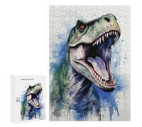 Rompecabezas 300 PCS para Adolescentes Dino and T Rex Watercolor Rompecabezas para Adultos Juego Familiar Una Obra De Arte como Regalo para Toda La Familia 300 PCS