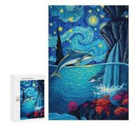 Rompecabezas 300 PCS para Adolescentes Dolphins Starry Night Sky Rompecabezas para Adultos Juego Práctico Arte De Pared Desafiante De Completar 300 PCS