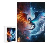 Rompecabezas 300 PCS para Adolescentes Dragon of Fire and Ice Rompecabezas para Adultos Juego Práctico Decoración del Hogar Cumpleaños Y Navidad 300 PCS