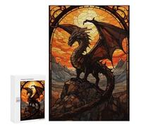 Rompecabezas 300 PCS para Adolescentes Dragon Stained Glass Rompecabezas para Adultos Juguete Decoración De Pared Difícil Difícil Desafiante De Completar 300 PCS