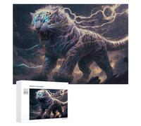 Rompecabezas 300 PCS para Adolescentes Electric Tiger Fantasy Artwork -2 Rompecabezas para Adultos Juegos Relajantes Decoración del Hogar Cumpleaños Y Navidad 300 PCS