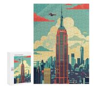 Rompecabezas 300 PCS para Adolescentes Empire State Building Skyline Rompecabezas para Adultos Juego Práctico Arte De Pared Desafiante De Completar 300 PCS