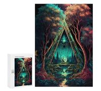 Rompecabezas 300 PCS para Adolescentes Enchanted Forest Portal Rompecabezas para Adultos Juegos Relajantes Difícil Difícil Desafío Educativo 300 PCS