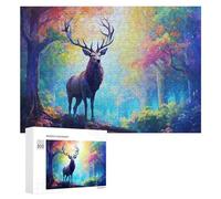 Rompecabezas 300 PCS para Adolescentes Enchanted Forest with Majestic Deer Rompecabezas para Adultos Juegos Divertidos Una Obra De Arte Ayuda A Ejercitar El Cerebro 300 PCS
