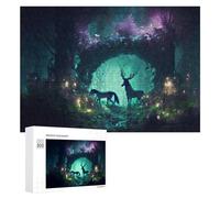 Rompecabezas 300 PCS para Adolescentes Enchanted Forest with Mystical Creatures Rompecabezas para Adolescentes Juegos Divertidos Ensamblaje De Patrones Ayuda Al Cerebro A Ejercitarse 300 PCS