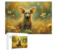 Rompecabezas 300 PCS para Adolescentes Enchanted Fox in A Field of Flowers Rompecabezas para Adultos Juego Familiar Carrera De Velocidad De Manos Regalos para Reducir El Estrés 300 PCS