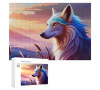 Rompecabezas 300 PCS para Adolescentes Enchanted Wolf at Sunset Rompecabezas para Adultos Juguete Decoración De Pared Mejora La Memoria Ayuda A Ejercitar El Cerebro 300 PCS
