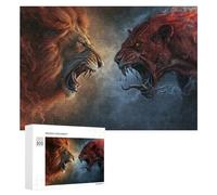 Rompecabezas 300 PCS para Adolescentes Fantasy Lion Vs. Demon Battle Rompecabezas para Adultos Juegos Divertidos Una Obra De Arte Ayuda A Ejercitar El Cerebro 300 PCS