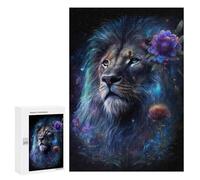 Rompecabezas 300 PCS para Adolescentes Fantasy Lion with Flowers Rompecabezas para Adultos Juegos Divertidos Difíciles Desafiantes De Completar 300 PCS