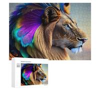 Rompecabezas 300 PCS para Adolescentes Fantasy Lion with Peacock Feathers Rompecabezas Juegos Relajantes Mejora La Memoria Oferta como Regalos para Toda La Familia 300 PCS