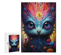 Rompecabezas 300 PCS para Adolescentes Fantasy Owl with Vibrant Flowers Rompecabezas para Adultos Juego De Ingenio Análisis Y Lógica 300 PCS