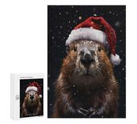 Rompecabezas 300 PCS para Adolescentes Festive Beaver Christmas Rompecabezas para Adultos Juegos De Relajación Vacaciones En Casa Matar El Tiempo 300 PCS