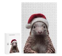 Rompecabezas 300 PCS para Adolescentes Festive Pangolin with Santa Hat Rompecabezas para Adultos Juego Familiar Una Obra De Arte como Regalo para Toda La Familia 300 PCS