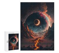 Rompecabezas 300 PCS para Adolescentes Fiery Path to The Eclipse Rompecabezas para Adultos Juego Familiar Decoración del Hogar para Cumpleaños, Navidad 300 PCS