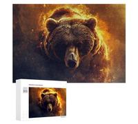 Rompecabezas 300 PCS para Adolescentes Fire Bear Wallpaper Rompecabezas para Adultos Juegos Relajantes Decoración Interacción Entre Padres E Hijos 300 PCS