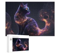 Rompecabezas 300 PCS para Adolescentes Flame-Furred Mystic Cat Rompecabezas para Adultos Juego Familiar Carrera De Velocidad De Manos Regalos para Reducir El Estrés 300 PCS