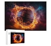 Rompecabezas 300 PCS para Adolescentes Flaming Basketball Ignite Your Game! -1 Rompecabezas para Adultos Juego Familiar Carrera De Velocidad De Manos Regalos para Reducir El Estrés 300 PCS